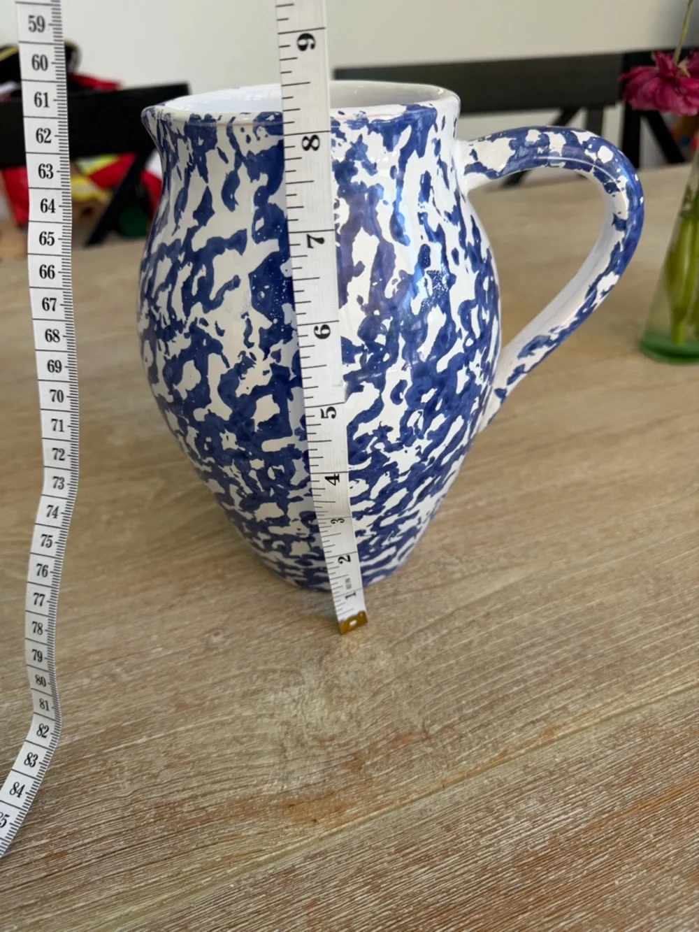 🌱 Vintage Pier 1 Imports Blue And White Pitcher Country Cottage Ceramic Jug